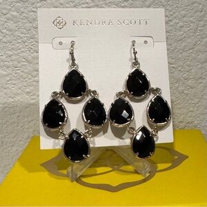 Kendra Scott Vintage Alex Drop Earrings Black Onyx HTF Rare Retired Gold Tone